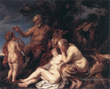 Éducation de Jupiter Flamand Baroque Jacob Jordaens Peinture à l'huile